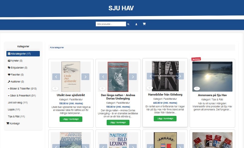 Skärmbild av sjuhav.se